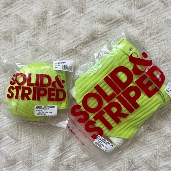 Solid & Striped The Jozy Ribbed High Waisted Bikini Set in Pistachio - Picture 2 of 4